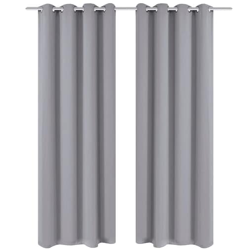 vidaXL Zasłony zaciemniające z kółkami, 2 szt., 135 x 175 cm, szare