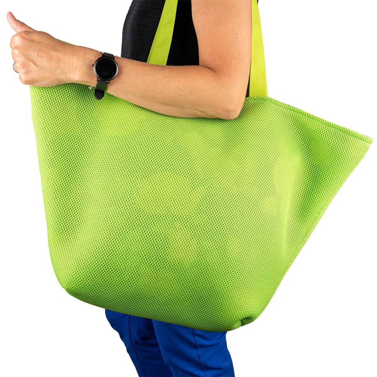 Torba na zakupy trapezowa 67x42 cm zielona lub w żółte róże