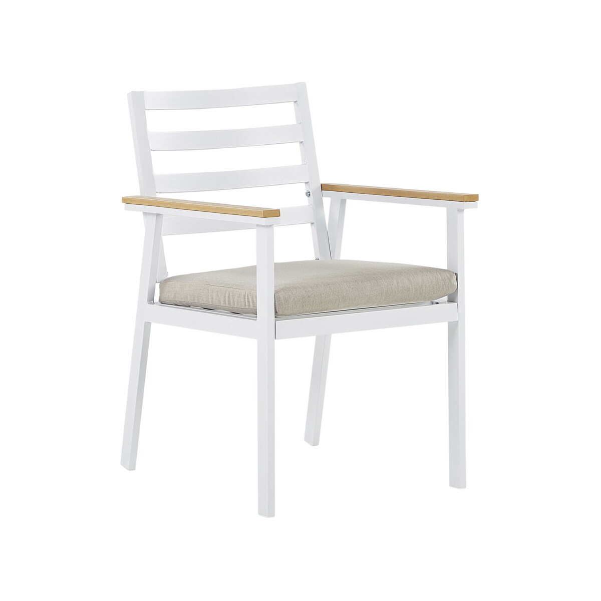 Zestaw ogrodowy stół i 4 krzesła biały z poduszkami beżowymi CAVOLI