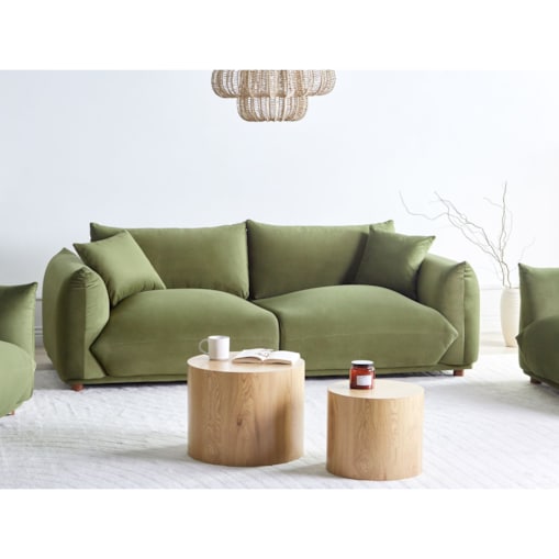 Sofa 3-osobowa welurowa zielona LUVOS