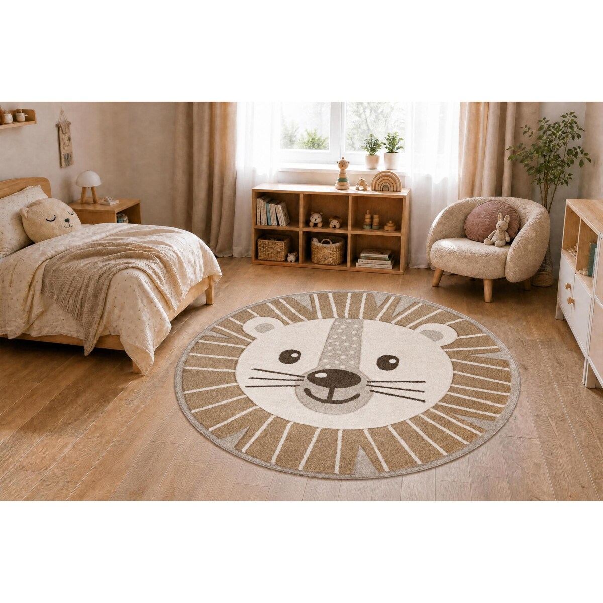 Dywan KIDDO 4424 koło beż / krem lew, koło 120 cm