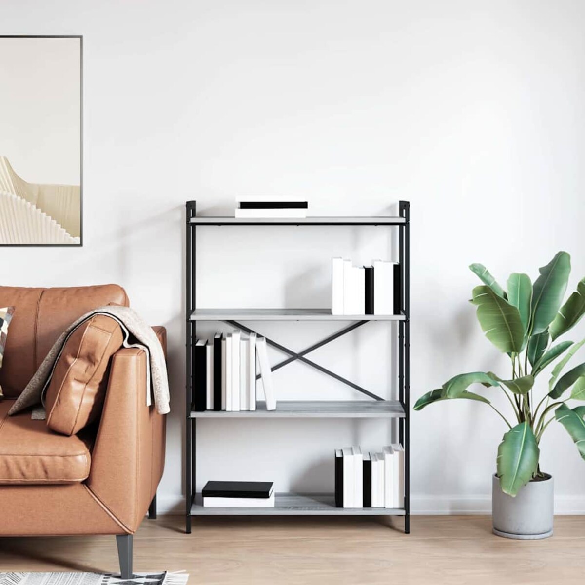 vidaXL Półka na książki Szary dąb sonoma 80 x 30 x 118 cm