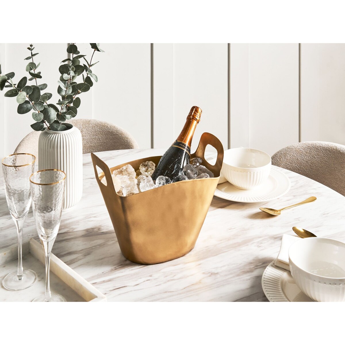 Pojemnik na lód metalowy złoty SUNBAT