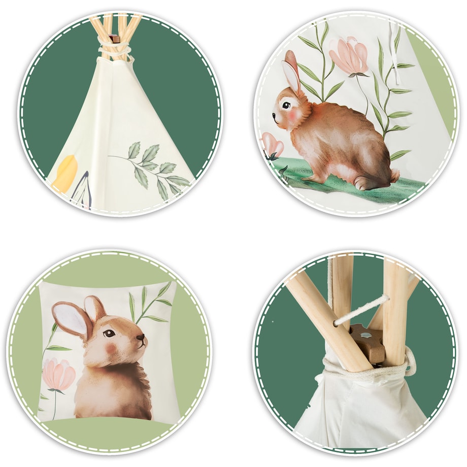 Tipi namiot dla dzieci teepee wigwam poduszka stabilizator leśne zwierzątka Nukido