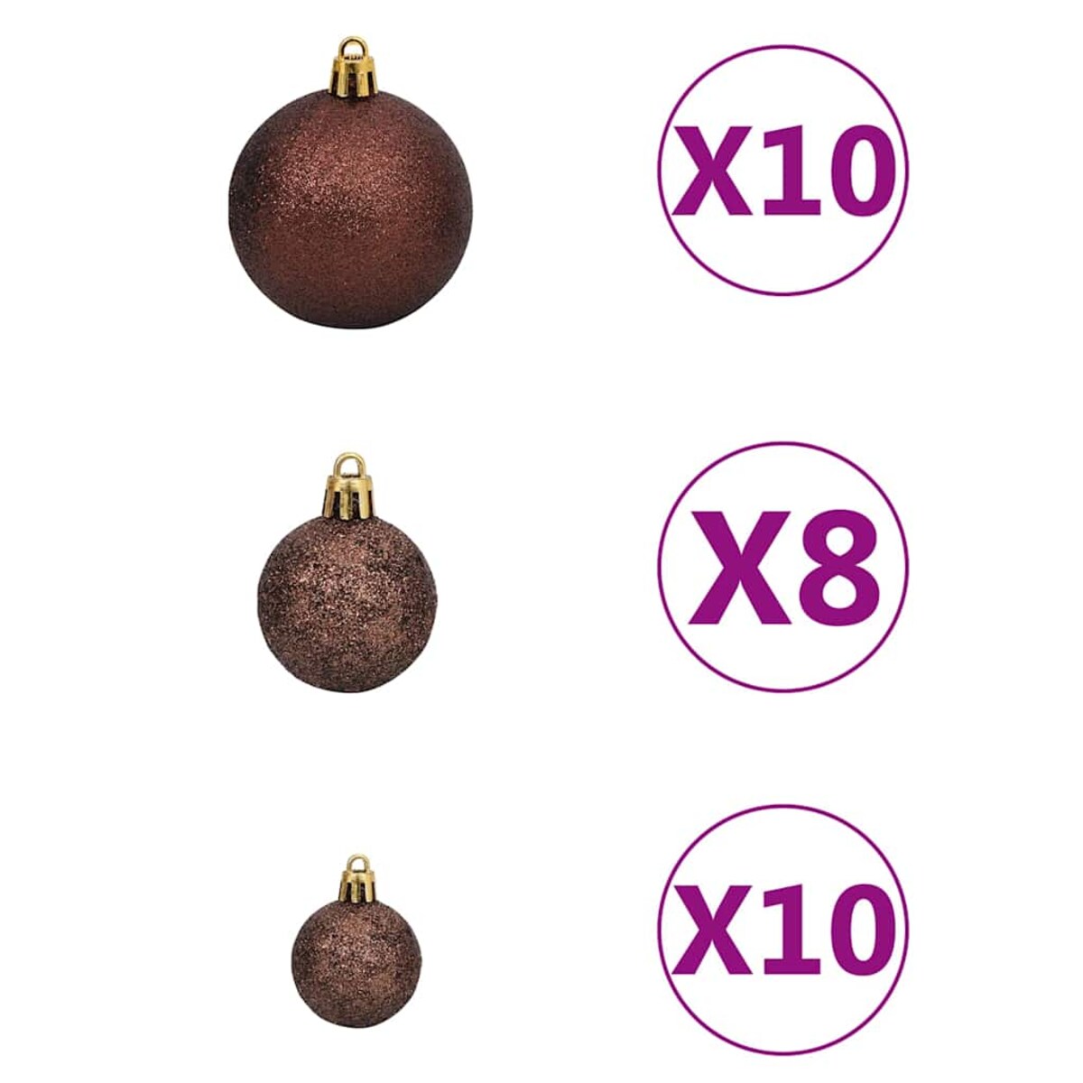 vidaXL Sztuczna choinka z lampkami, bombkami i szyszkami, 210 cm