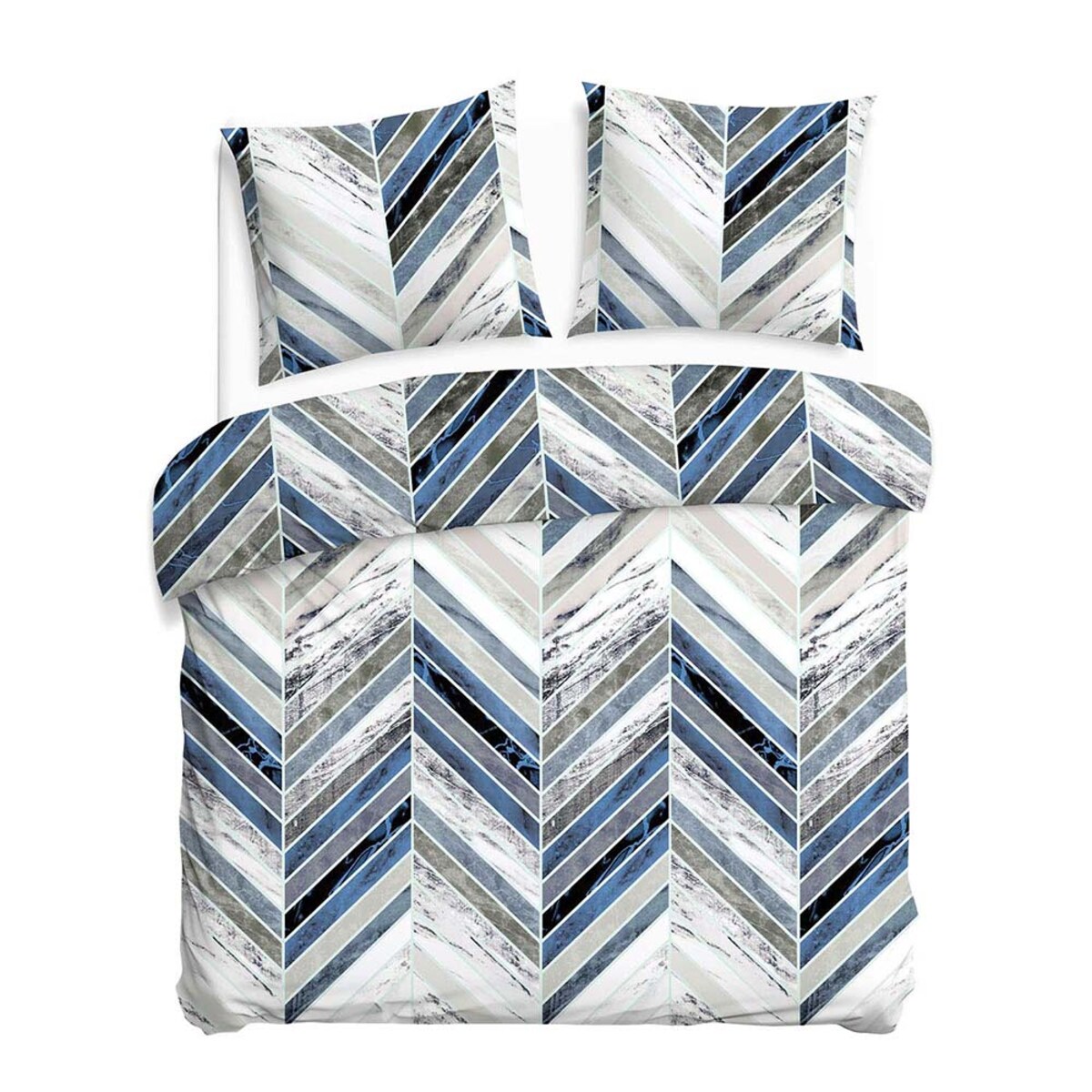 Pościel bawełniana 180x200 Bluewave niebieska w geometryczny wzór, Cottonlove