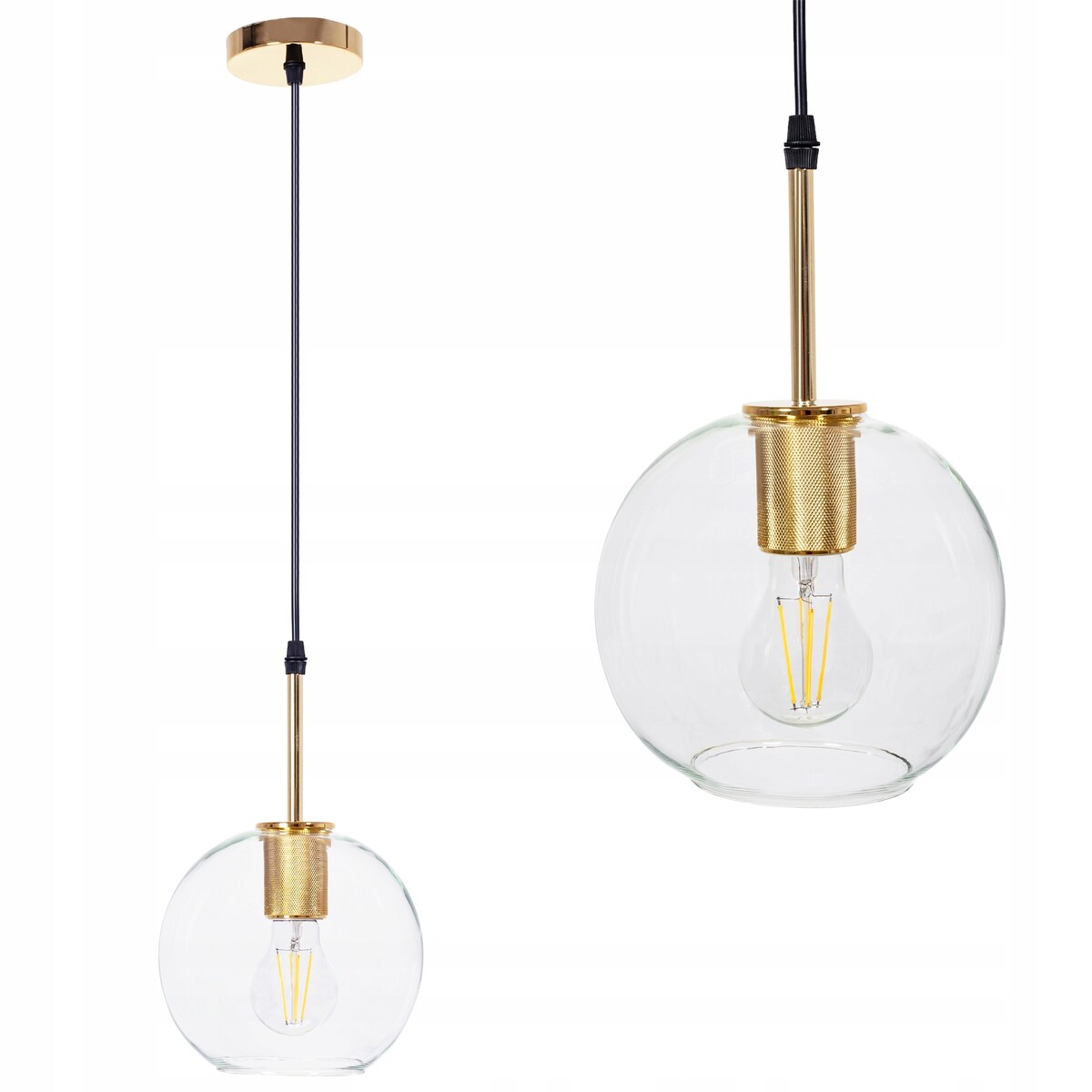 Lampa Wisząca Szklana Kula Złota Nowoczesna