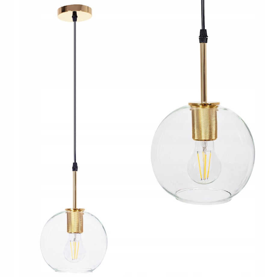 Lampa Wisząca Szklana Kula Złota Nowoczesna
