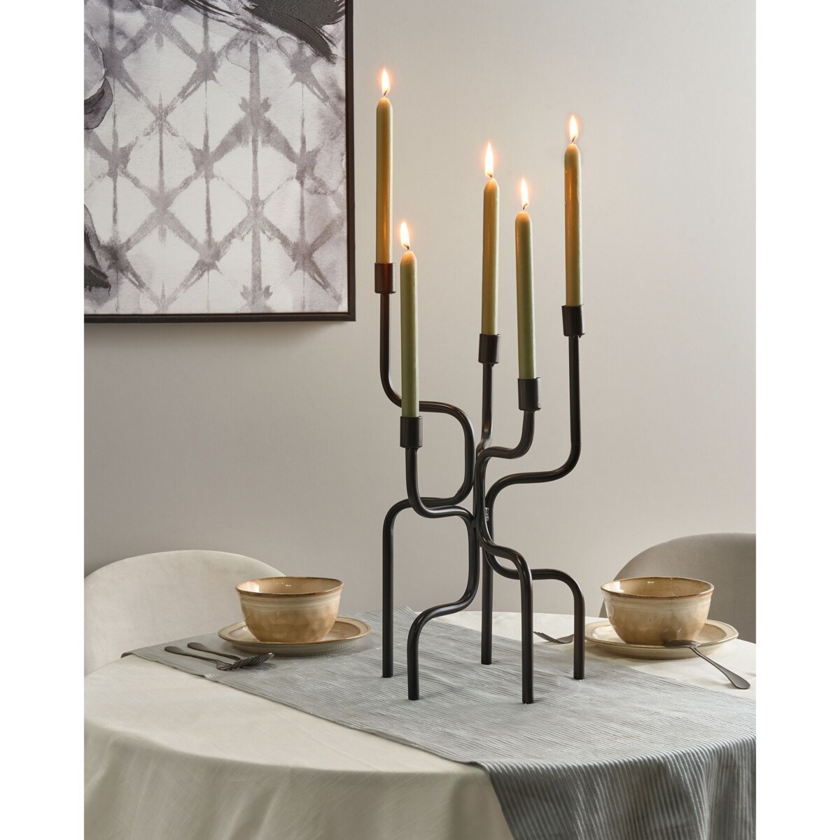 Świecznik PORRTELA Metal 50 cm Czarny