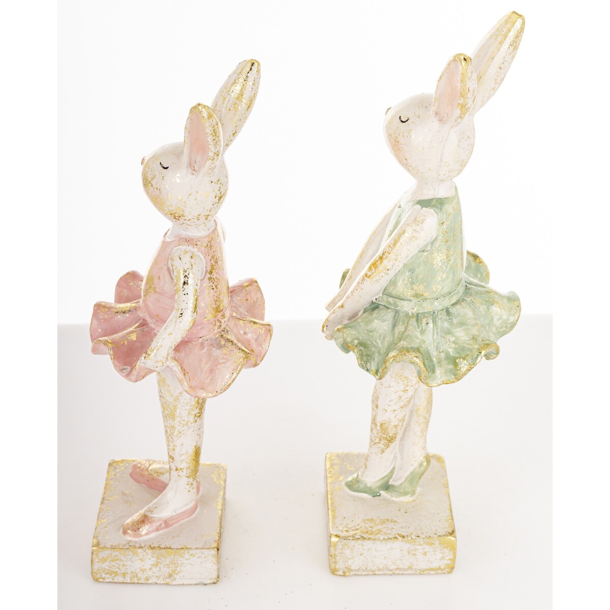 Dekoracja - tańczące króliczki 17,5x6,5x6 cm i 19x7x6,5 cm TANCERKI