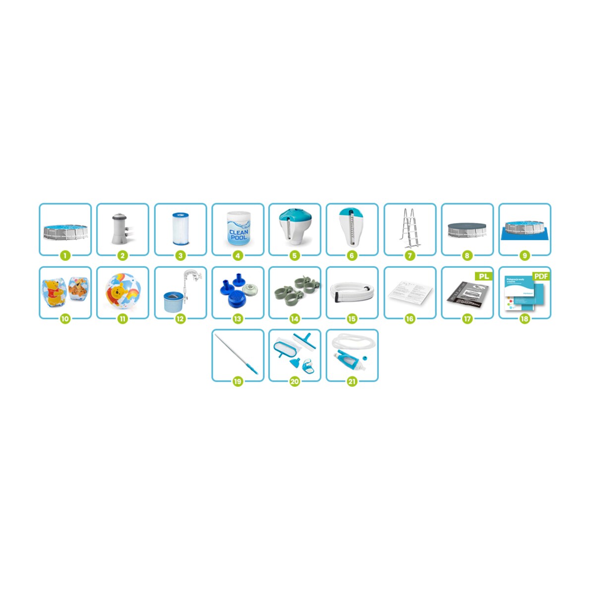 Basen stelażowy ogrodowy Intex 549x122 zestaw 21w1
