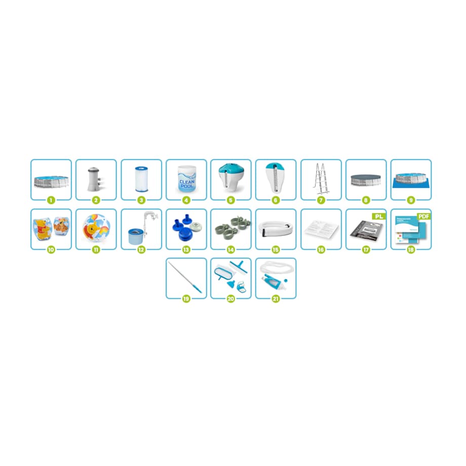 Basen stelażowy ogrodowy Intex 549x122 zestaw 21w1