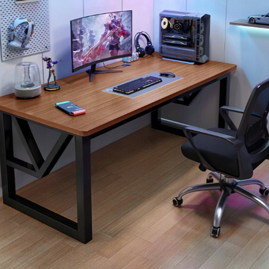 Biurko gamingowe nowoczesne komputerowe ciemny buk industrialne loft 120 cm