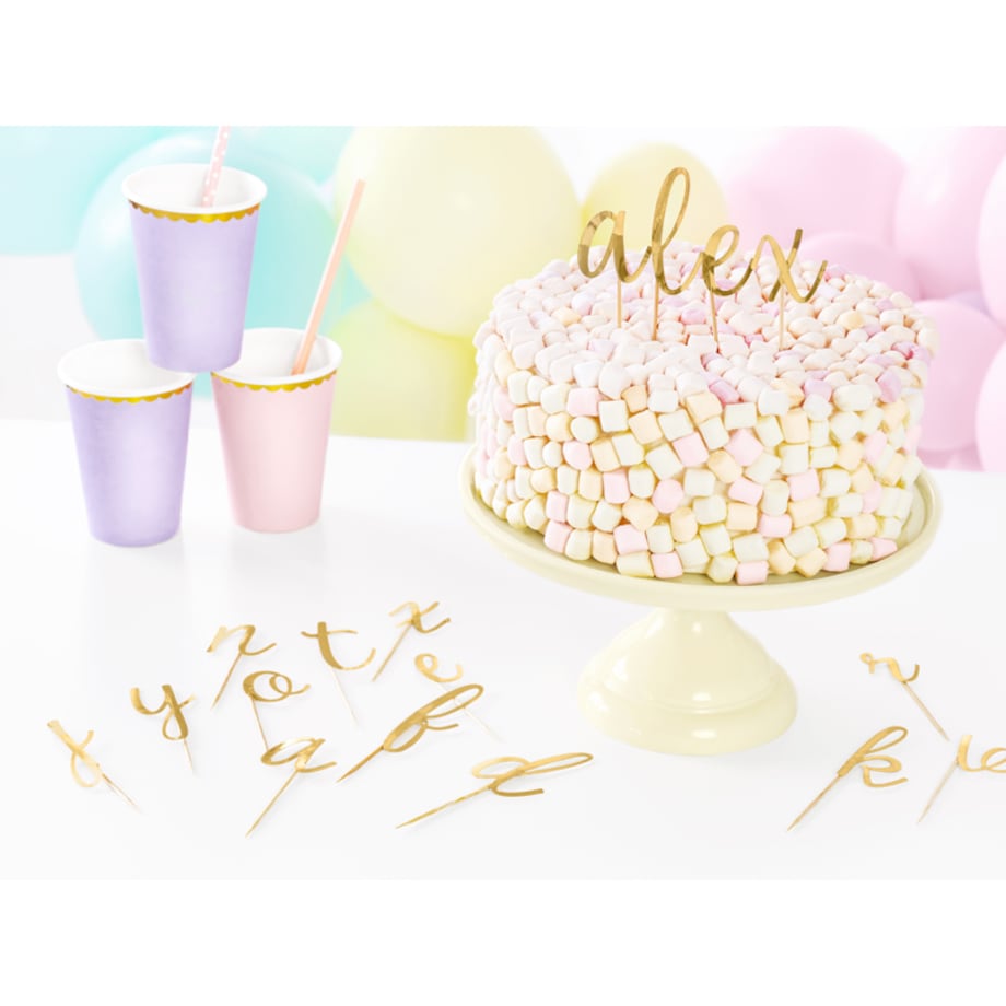 Toppery Alfabet, złoty, 9,5-12cm (1 op. / 53 szt.)