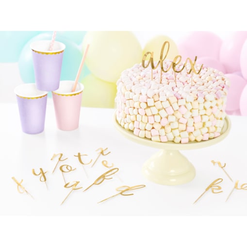 Toppery Alfabet, złoty, 9,5-12cm (1 op. / 53 szt.)