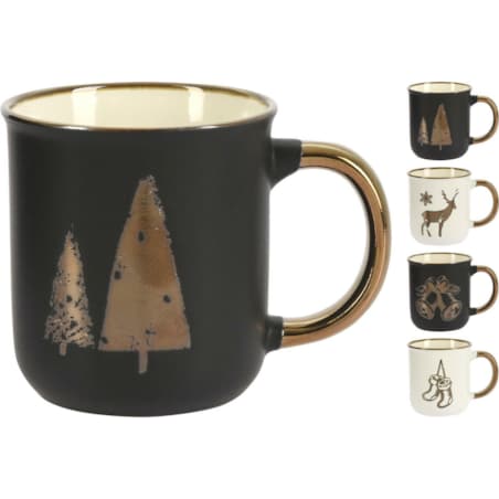 KUBEK ŚWIĄTECZNY Dzwonki 200 ml szary PORCELANOWY