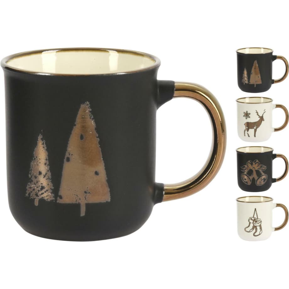KUBEK ŚWIĄTECZNY Dzwonki 200 ml szary PORCELANOWY