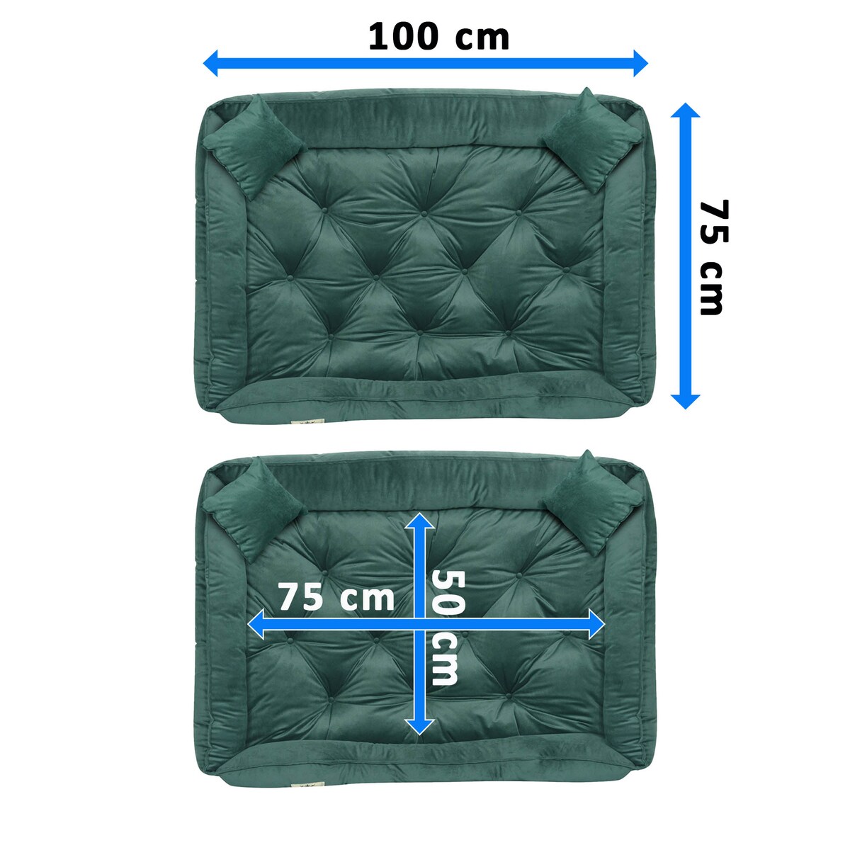 Legowisko Dla Psa Welurowe 100X75 Cm Prestiżowe Ciemnozielone