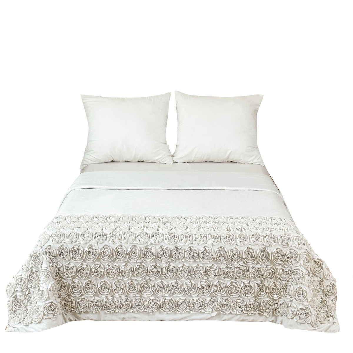 komplet pościeli "bella rosa" z aplikacją 3d róże mikrofibra 160x200 | biały