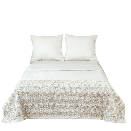 komplet pościeli "bella rosa" z aplikacją 3d róże mikrofibra 160x200 | biały