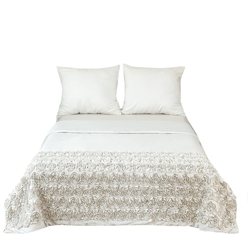 komplet pościeli "bella rosa" z aplikacją 3d róże mikrofibra 160x200 | biały