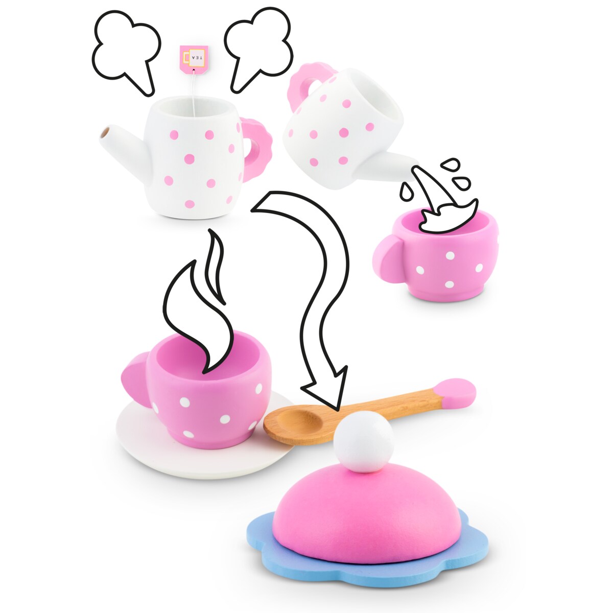 Drewniany serwis kawowy dla dzieci i ciasta Ricokids