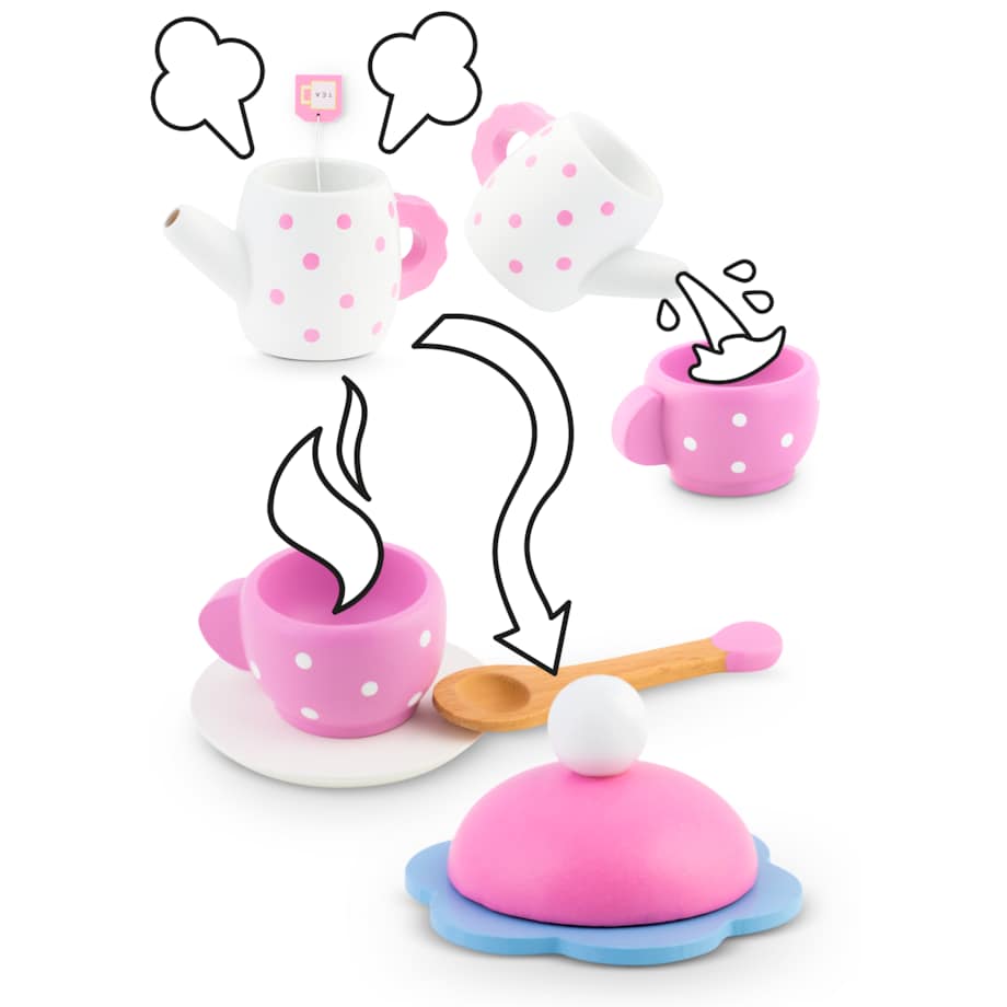 Drewniany serwis kawowy dla dzieci i ciasta Ricokids