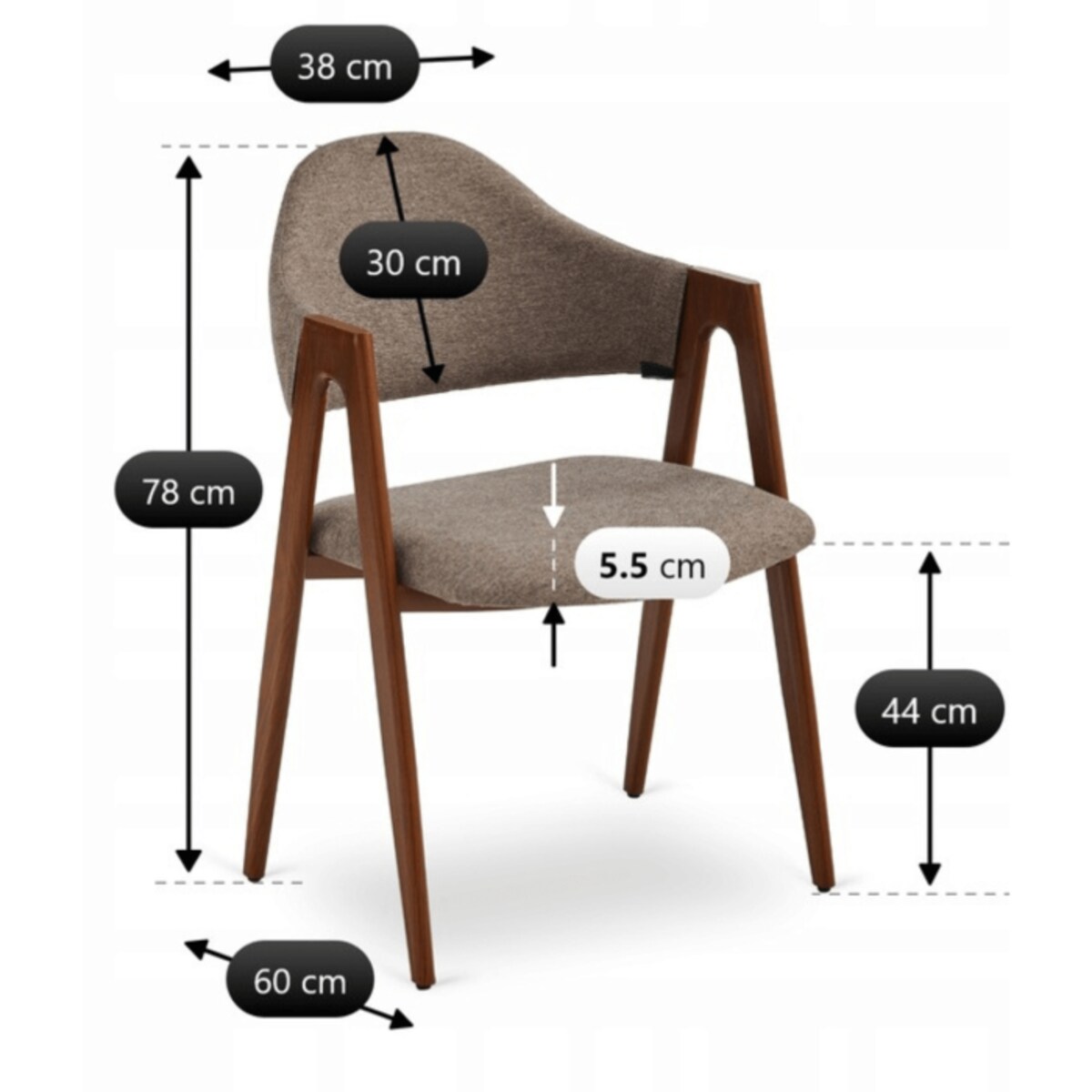 Krzesło Tapicerowane Kuchenne Skandynawskie Do Jadalni Salonu Beżowe RUIZ