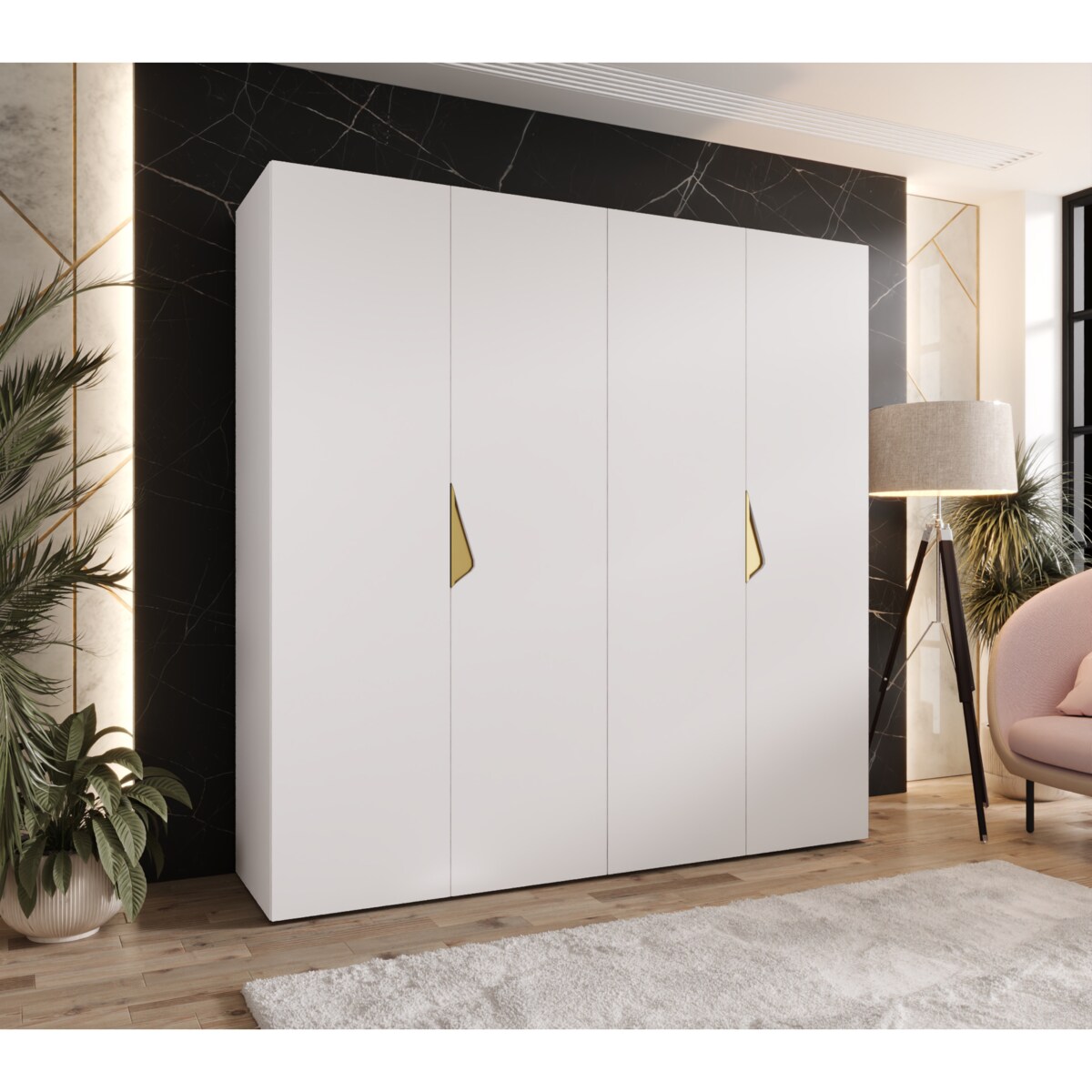 Szafa uchylna Sandi 1 200 wys 202 cm Biały + u Złoty