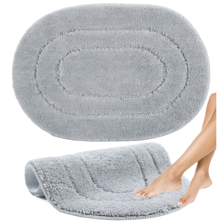 Zestaw 2szt Dywanik łazienkowy Soft 40x60 cm antypoślizgowy owalny szary