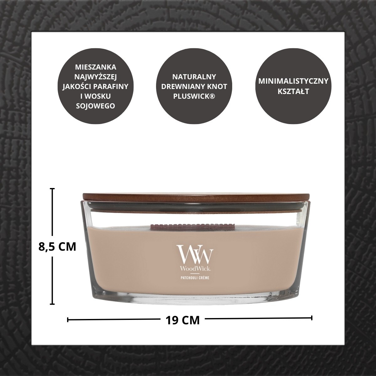 WoodWick świeca Elipsa PATCHOULI CREME