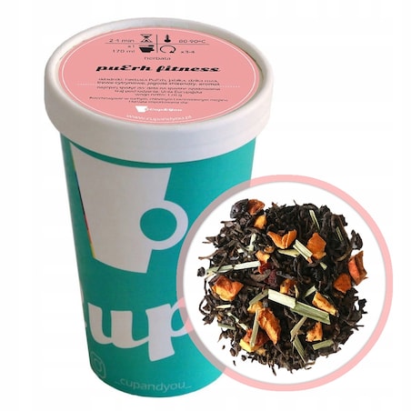 Herbata czerwona pu-erh FITNESS jabłka dzika róża trawa cytrynowa 170g