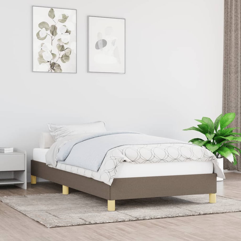 vidaXL Rama łóżka bez materaca Taupe 90x190 cm Tkanina