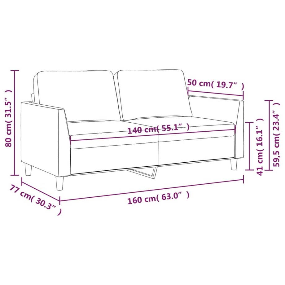 vidaXL 2-osobowa sofa, kremowy, 140 cm, sztuczna skóra