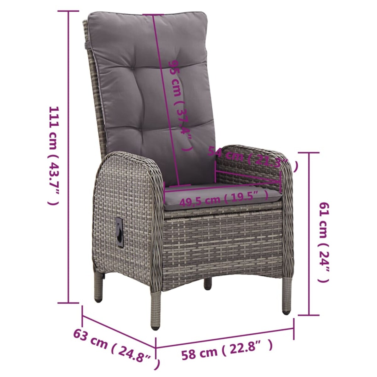 vidaXL 11-częściowy zestaw mebli ogrodowych, polirattan, szary