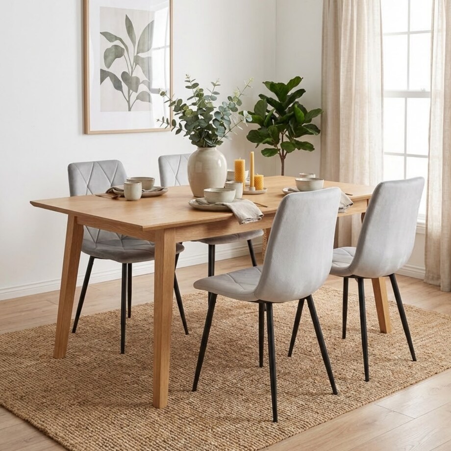 Krzesło tapicerowane szare do jadalni salonu pikowane wygodne nowoczesne