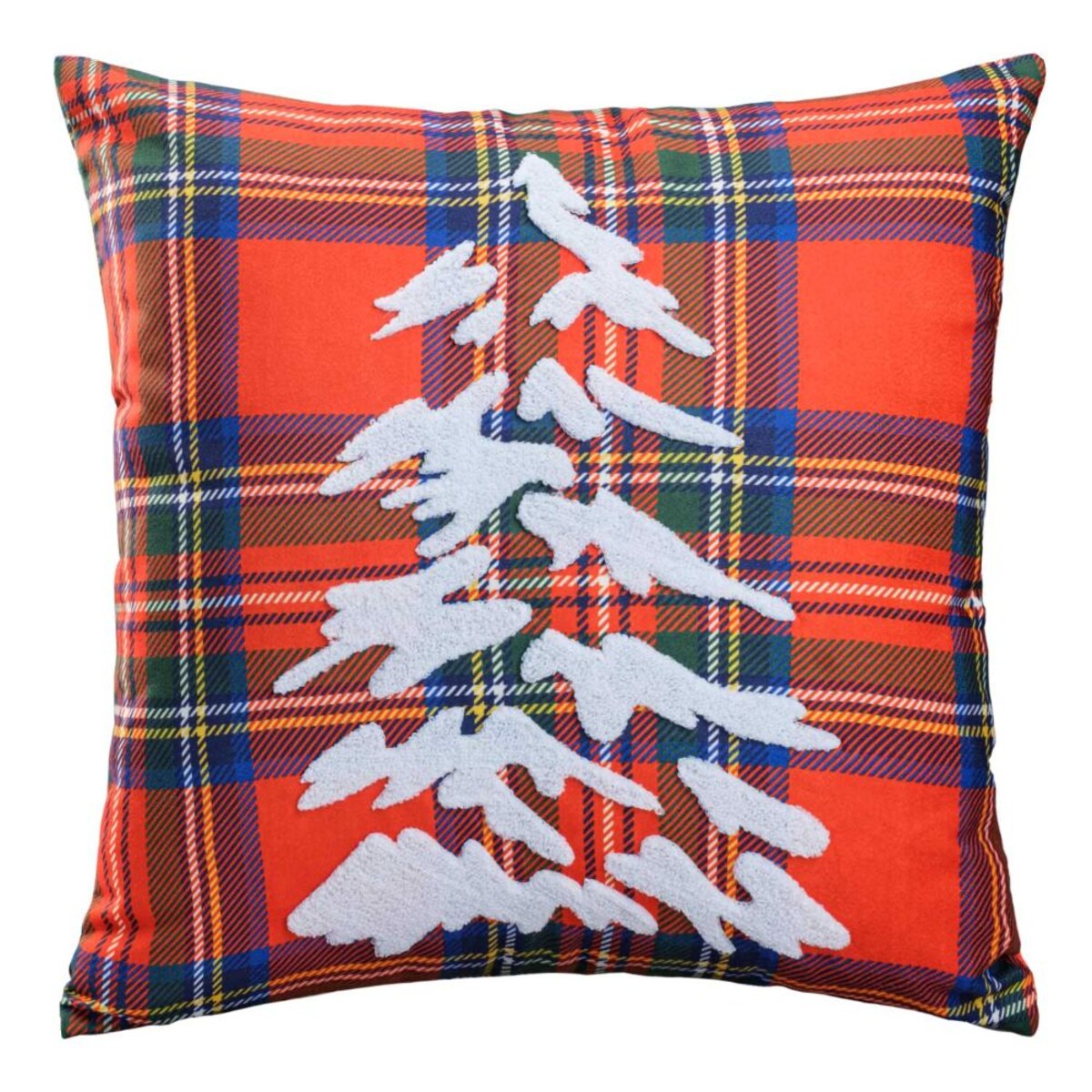 Poszewka dekoracyjna świąteczna 45X45 czerwona w kratę, choinka