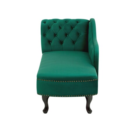 Szezlong welurowy lewostronny ciemnozielony NIMES