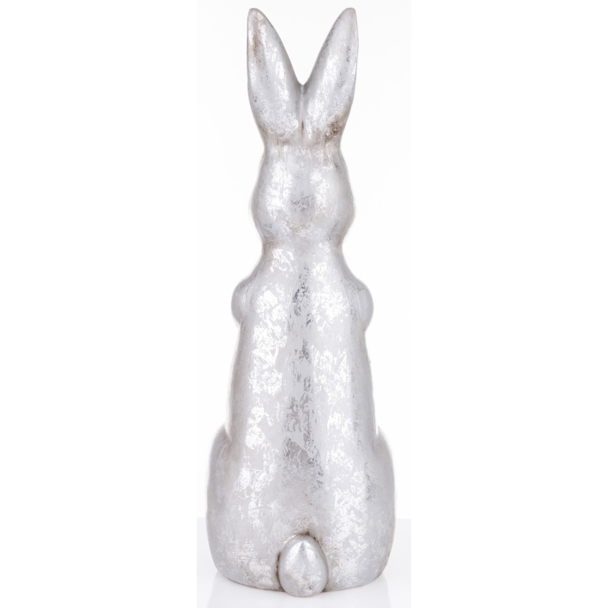 Dekoracja - zatroskany królik 48x16x17 cm srebrny