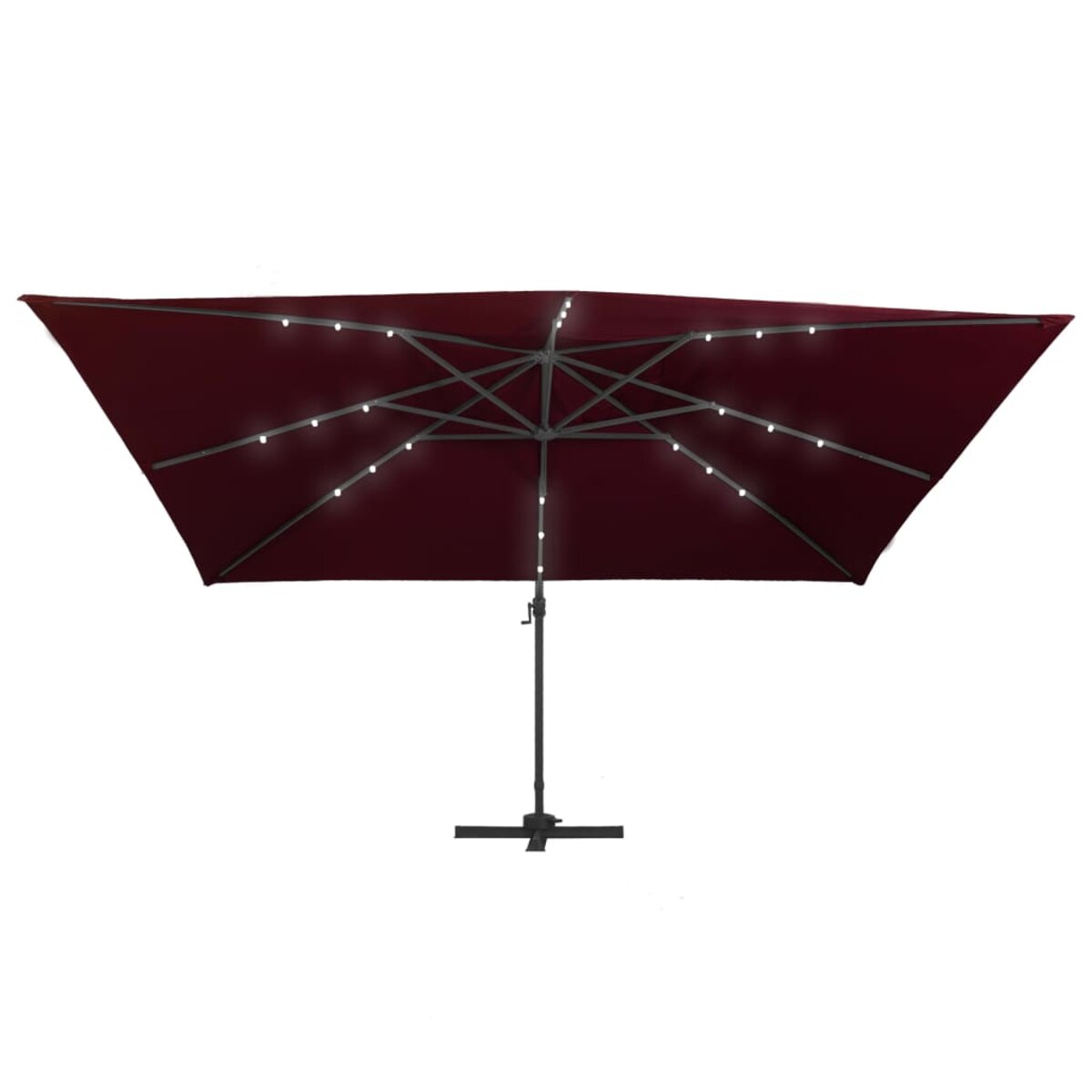 vidaXL Parasol wiszący z LED, bordowy, 400x300 cm