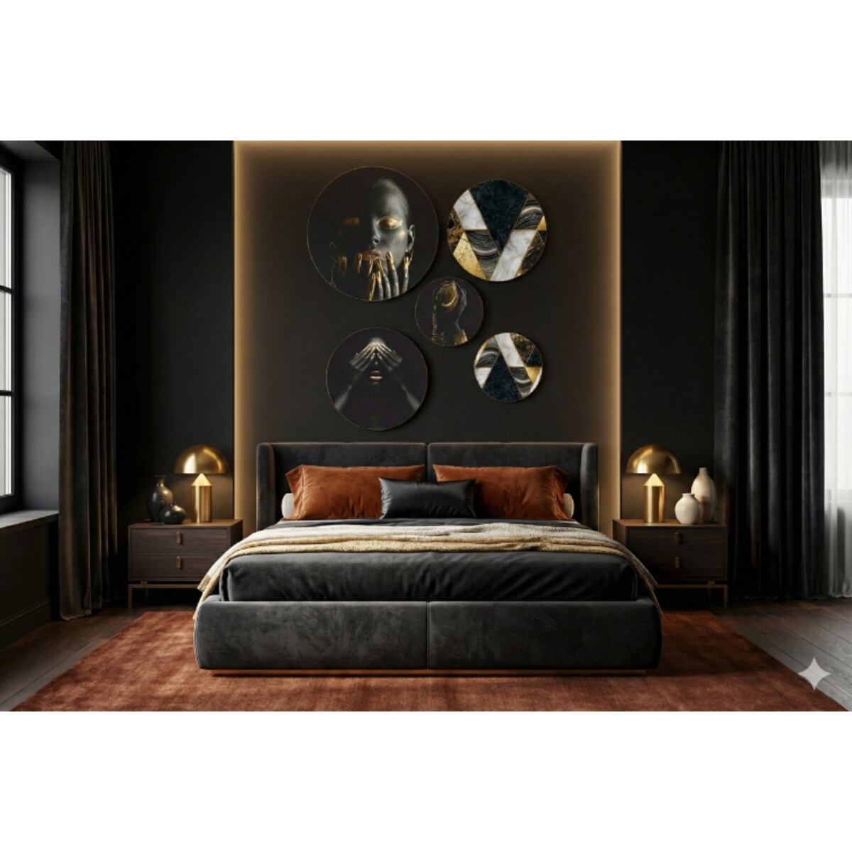 Obrazy na ścianę do sypialni pokoju salonu Okrągła ozdoba ścienna Kobieta