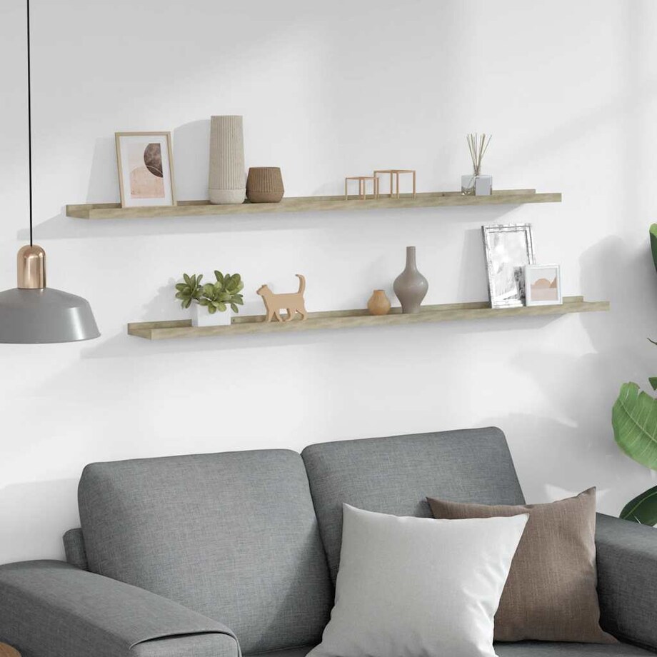 vidaXL Półki ścienne, 2 szt., dąb sonoma, 115x9x3 cm