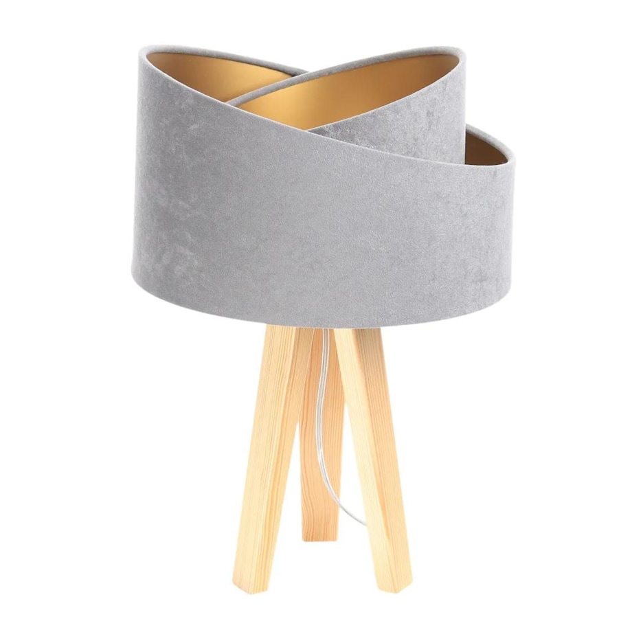 Lampa stołowa GEMSTONE szara/złota/sosna