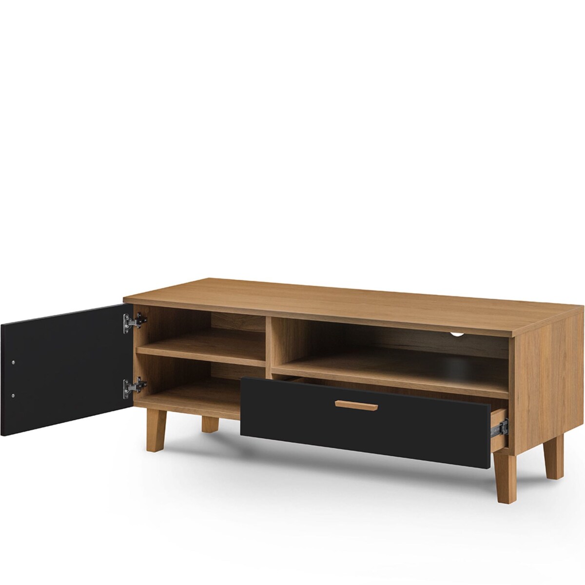 KONSIMO FRISK Czarna szafka RTV w stylu skandynawskim