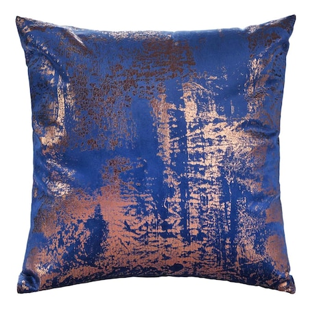 Poszewka dekoracyjna 40x40 ciemno niebieska z miedzianym nadrukiem