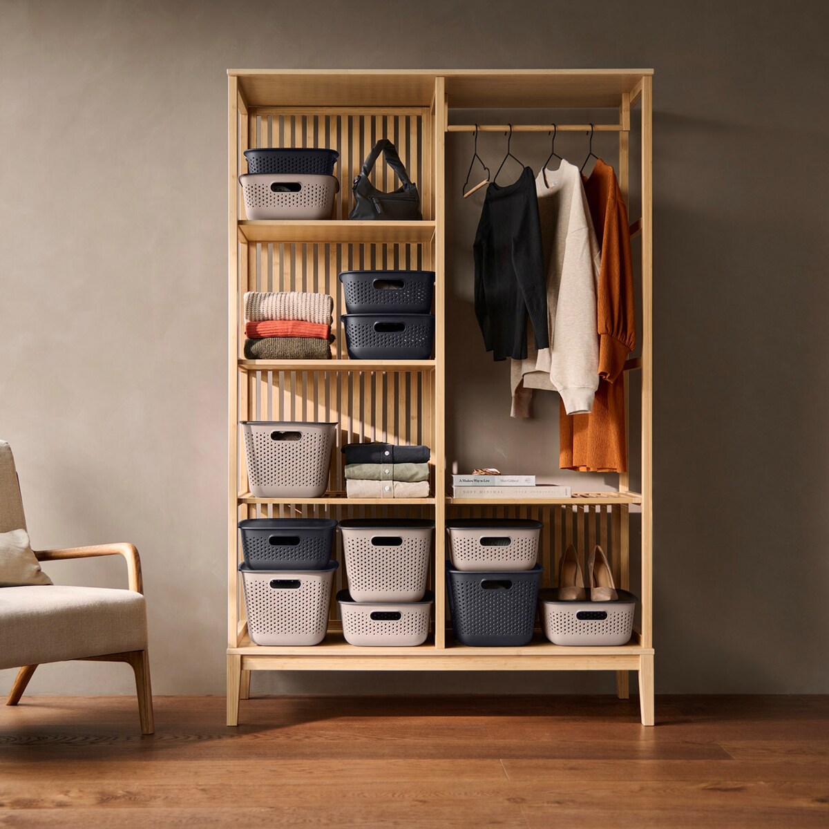 3X Pojemnik Plastikowy Ażurowy Pudełko Z Pokrywą Pojemniki Box 10L Brązowy