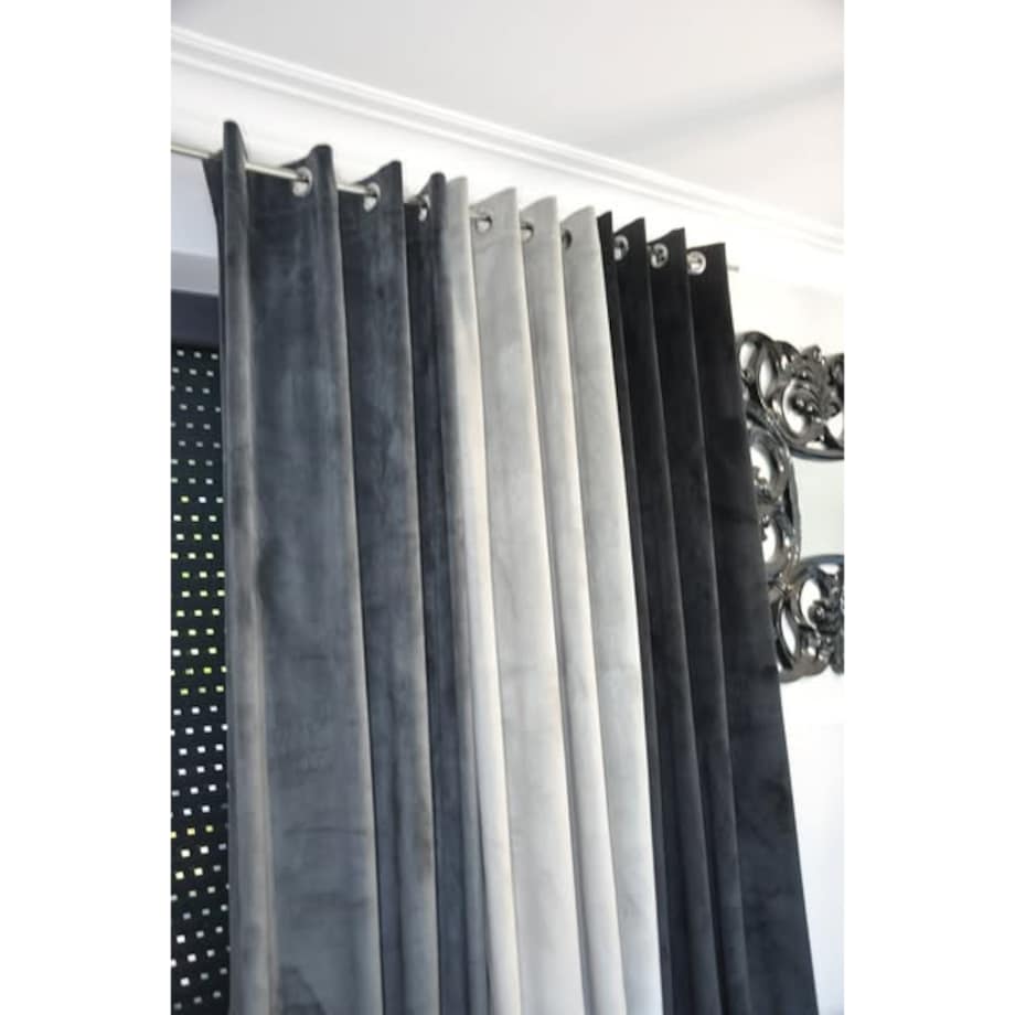 Zasłona welurowa gładka | 140x250 cm przelotki | szary