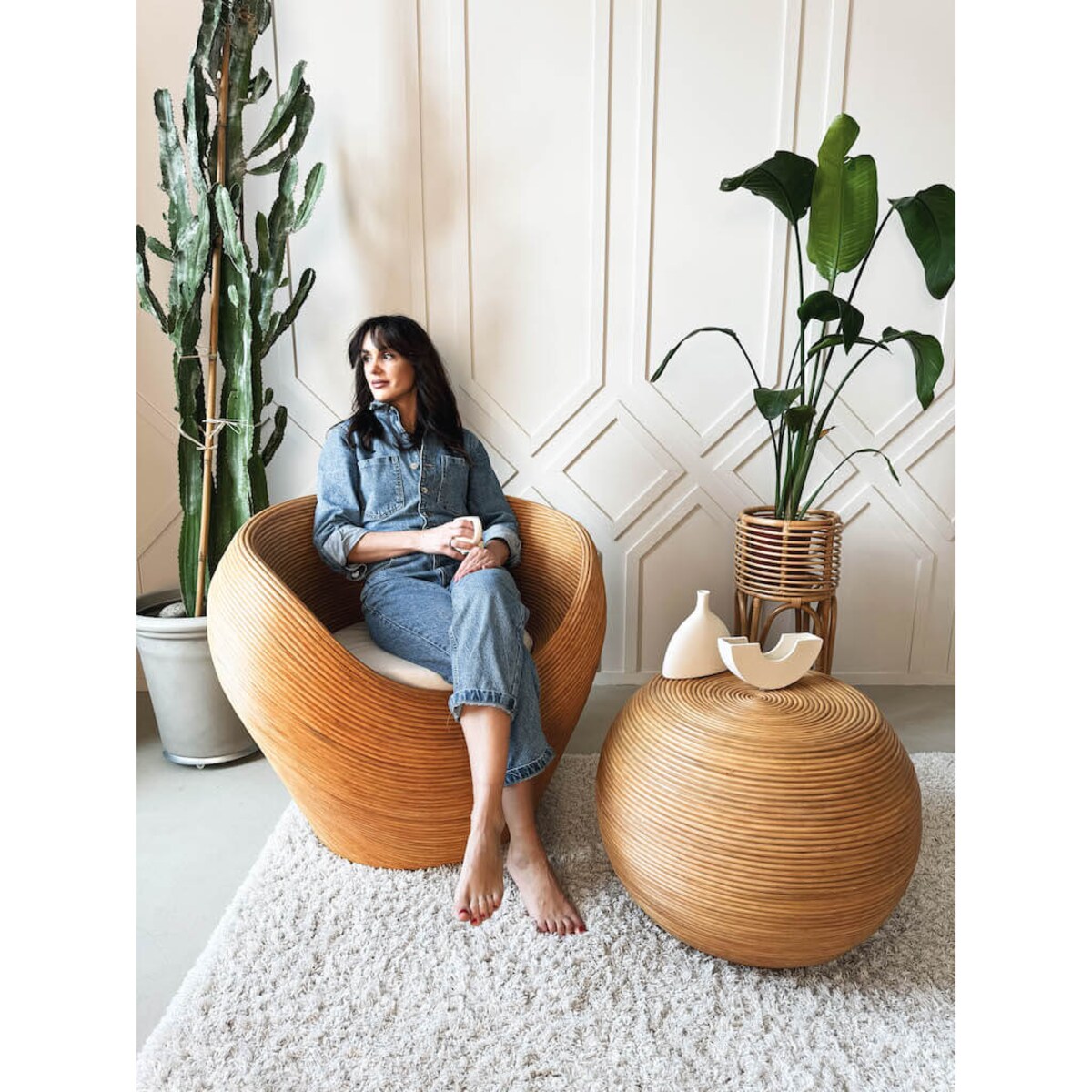 FOTEL RATTANOWY TEGAL JASNY