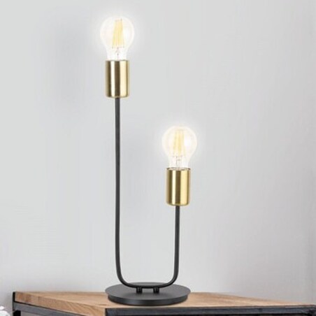 Stojąca LAMPA stołowa LANNY 4560 Rabalux industrialna LAMPKA biurkowa metalowe pręty sticks czarne złote