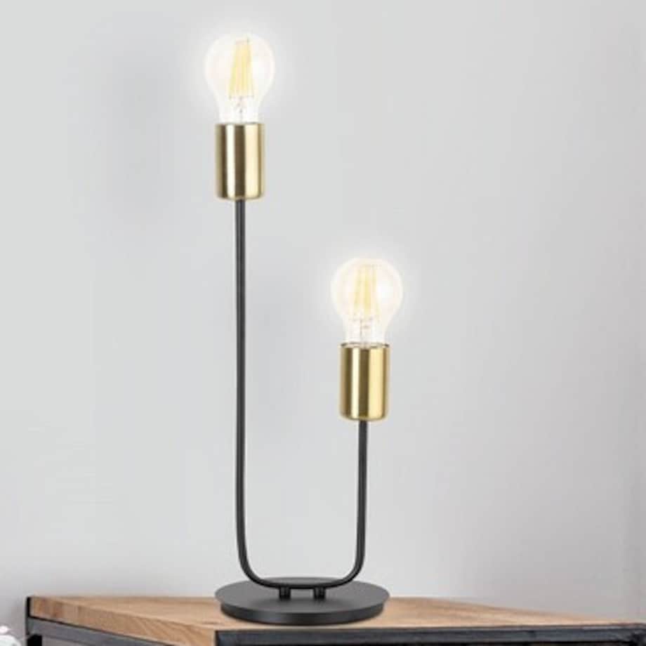 Stojąca LAMPA stołowa LANNY 4560 Rabalux industrialna LAMPKA biurkowa metalowe pręty sticks czarne złote